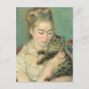 Vintage Pierre Auguste Renoir Woman with a Cat Feiertagspostkarte
