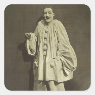 Vintage Pierrot Clown Quadratischer Aufkleber