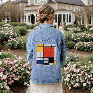 Vintage Piet Mondrian Komposition, retro Jeansjacke