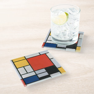 Vintage Piet Mondrian-Zusammensetzung, Retro Glasuntersetzer