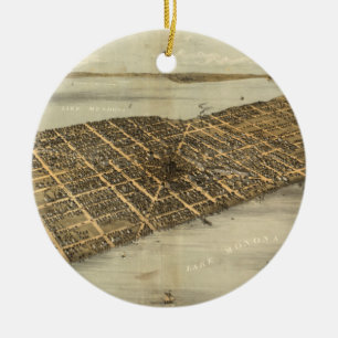 Vintage-Piktogrammkarte von Madison Wisconsin (186 Keramikornament