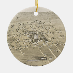 Vintage-Piktogrammkarte von McKinney Texas (1876) Keramikornament