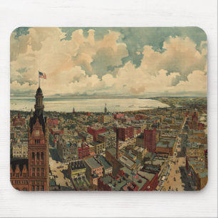 Vintage-Piktogrammkarte von Milwaukee WI (1898) Mousepad