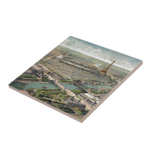 Vintage-Piktogrammkarte von Paris (1900) Fliese