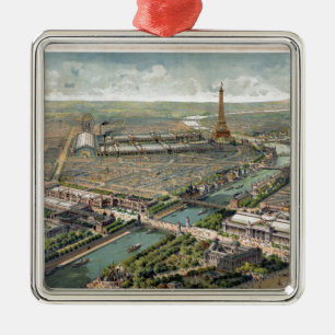 Vintage-Piktogrammkarte von Paris (1900) Silbernes Ornament