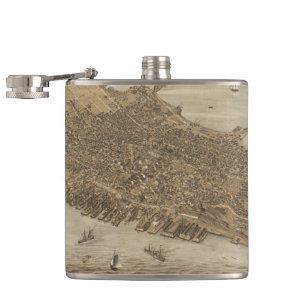 Vintage-Piktogrammkarte von Portland Maine (1876) Flachmann
