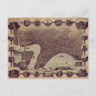 Vintage-Piktogrammkarte von Winnipeg Kanada (1884) Postkarte