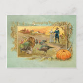 Vintage Pilger und Truthühner Postkarte (Vorderseite)