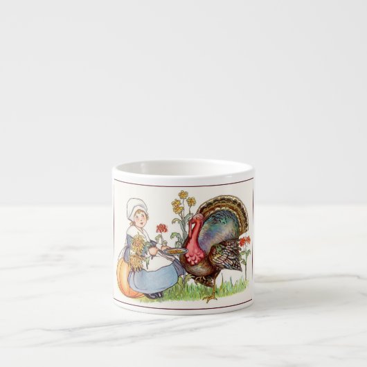 Vintage Pilgerin Mädchen Espressotasse (Vorderseite)
