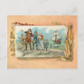 Vintage Pilgerlandung am Plymouth Rock Postkarte (Vorderseite)
