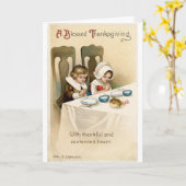 Vintage Pilgrim Children Grußkarte Karte (Gelbe Blume)