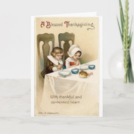 Vintage Pilgrim Children Grußkarte Karte