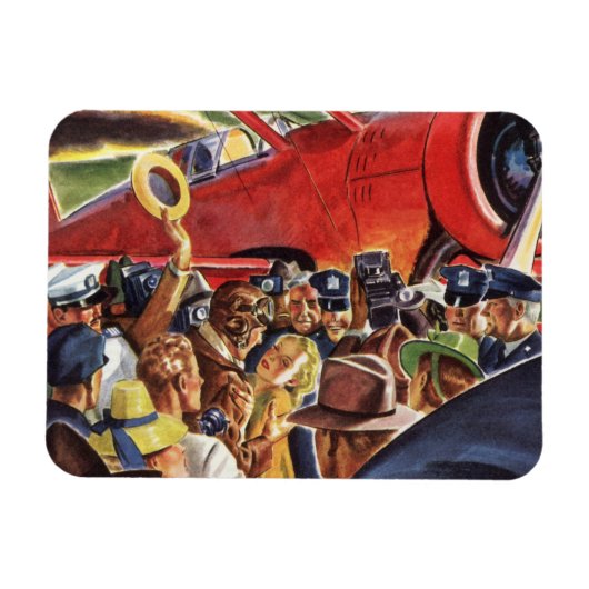 Vintage-Pilot eines einmotorigen Propellerflugzeug Magnet (Horizontal)