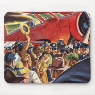 Vintage-Pilot eines einmotorigen Propellerflugzeug Mousepad