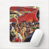 Vintage-Pilot eines einmotorigen Propellerflugzeug Mousepad (Mit Mouse)