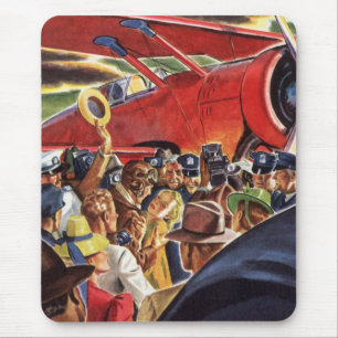 Vintage-Pilot eines einmotorigen Propellerflugzeug Mousepad