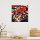 Vintage-Pilot eines einmotorigen Propellerflugzeug Poster (Küche)