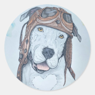 Vintage, Pilot, Piloten-Hund, runder Aufkleber 