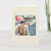 Vintage Pilot- und Flugzeugkarte Niedlich Valentin Karte (Vorderseite)