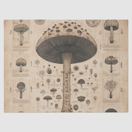 Vintage-Pilz-Botanik-Chart (10) Seidenpapier (Vorderseite)