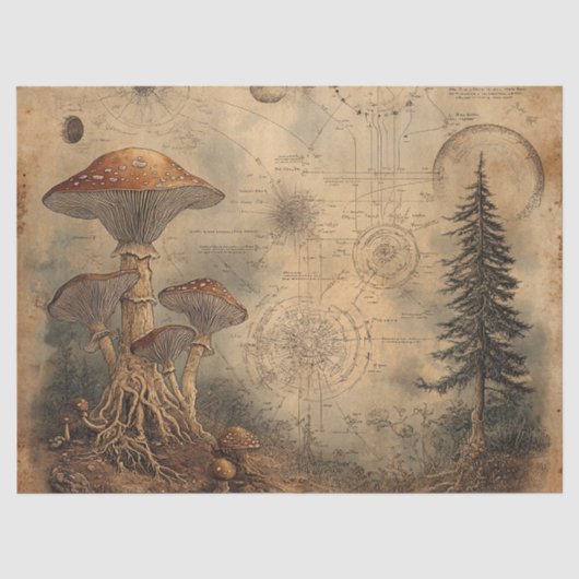 Vintage Pilz-Botanik-Chart (3) Seidenpapier (Vorderseite)