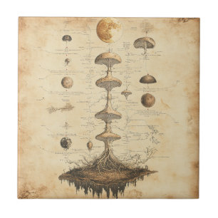 Vintage Pilz-Botanikkarte (12) Fliese