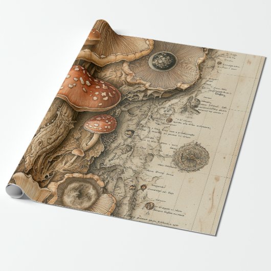Vintage-Pilz-Botanikkarte (1) Geschenkpapier (Ungerollt)