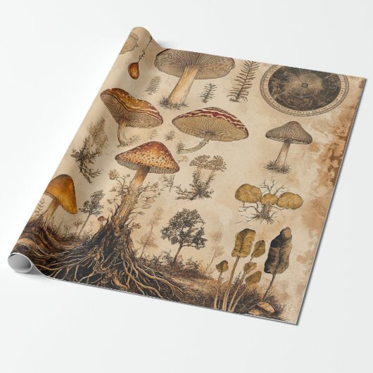 Vintage Pilz-Botanikkarte (6) Geschenkpapier (Ungerollt)