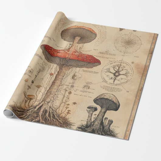 Vintage Pilz-Botanikkarte (8) Geschenkpapier (Ungerollt)