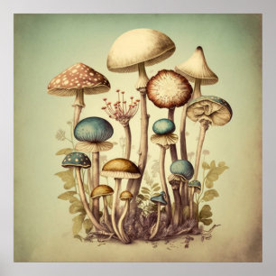 Vintage Pilz Digitalkunst 12 Poster