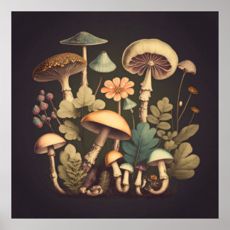 Vintage Pilz Digitalkunst 3 Poster