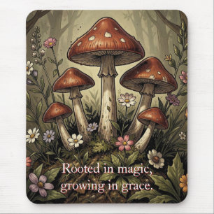 Vintage-Pilz-Rotkappen- und Wildblumen-Kunst Mousepad