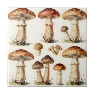 Vintage Pilz-Stachelschwamm-Botanische Pilze Fliese