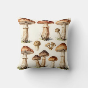 Vintage Pilz-Stachelschwamm-Botanische Pilze Kissen