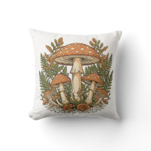 Vintage-Pilz-Wurfkissenbezug, Botanisch für
