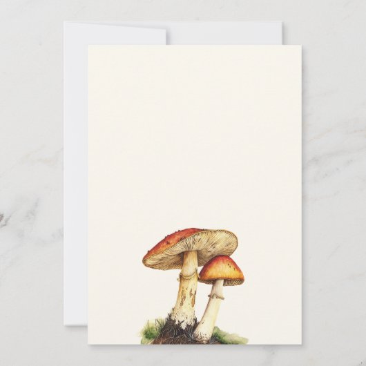 Vintage Pilzdusche Botanische Babydusche Einladung (Rückseite)