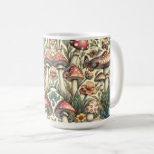 Vintage Pilze, Blume, Schmetterlinge Kaffeetasse (VorderseiteRechts)