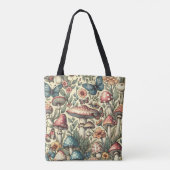 Vintage Pilze, Blume, Schmetterlinge Tasche (Rückseite)
