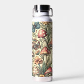 Vintage Pilze, Blume, Schmetterlinge Trinkflasche (Rückseite)