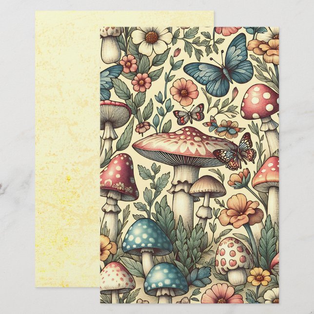 Vintage Pilze, Blume, Schmetterlingsbücher (Vorne/Hinten)