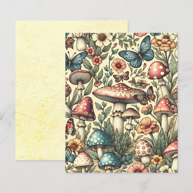Vintage Pilze, Blume, Schmetterlingsbücher (Vorne/Hinten)