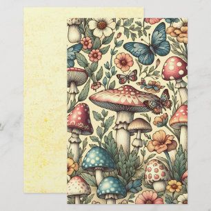 Vintage-Pilze, Blumen, Schmetterlinge Scrapbook