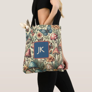 Vintage-Pilze, Blumen, Schmetterlinge Whimsical Tasche