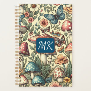 Vintage Pilze, Schmetterlinge und Blume Planer