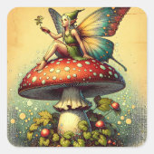 Vintage Pilze und Pilze Quadratischer Aufkleber (Vorderseite)