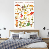 Vintage Pilze und Wildblumen Leinwanddruck (Insitu (Schlafzimmer))