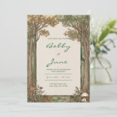 Vintage Pilze-Waldlandschaften Einladung (Stehend Vorderseite)