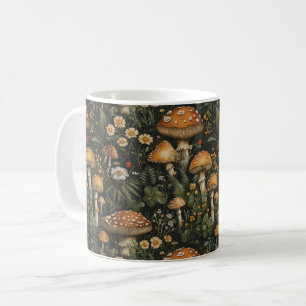 Vintage Pilzgarten Nahtloses Muster Kaffeetasse
