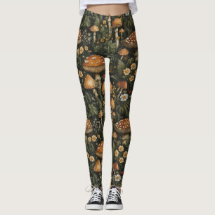 Vintage Pilzgarten Nahtloses Muster Leggings
