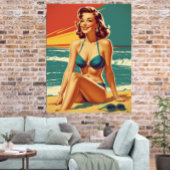 Vintage Pin Up Beach Retro Bikini Woman Poster